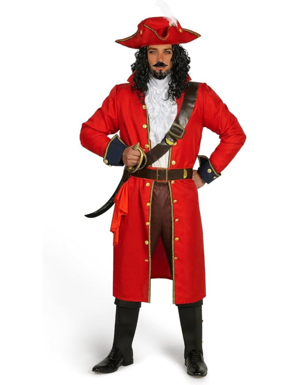 Deluxe Men's Pirate Captain Costume Set - Red Halloween Outfit for Cosplay